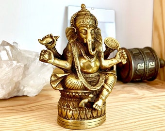 Ganesh Statue; Solid Brass Ganesha; Ganapati; Hindu Elephant God Figurine