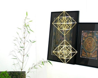 Metal mobile; hanging sculpture; geometric Himmeli; Air plant holder; Mobile bebe; Vajra Dorje;