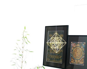 Diamond decoration; Geometric mobile; hanging sculpture; boho decor; himmeli air plant holder