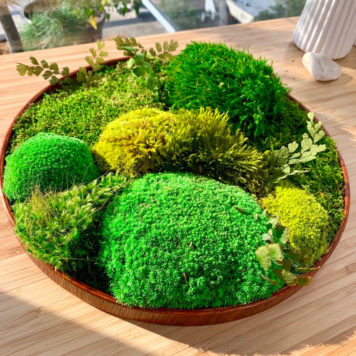 Moss table centerpiece Evergreen wall hanging Round moss Etsy