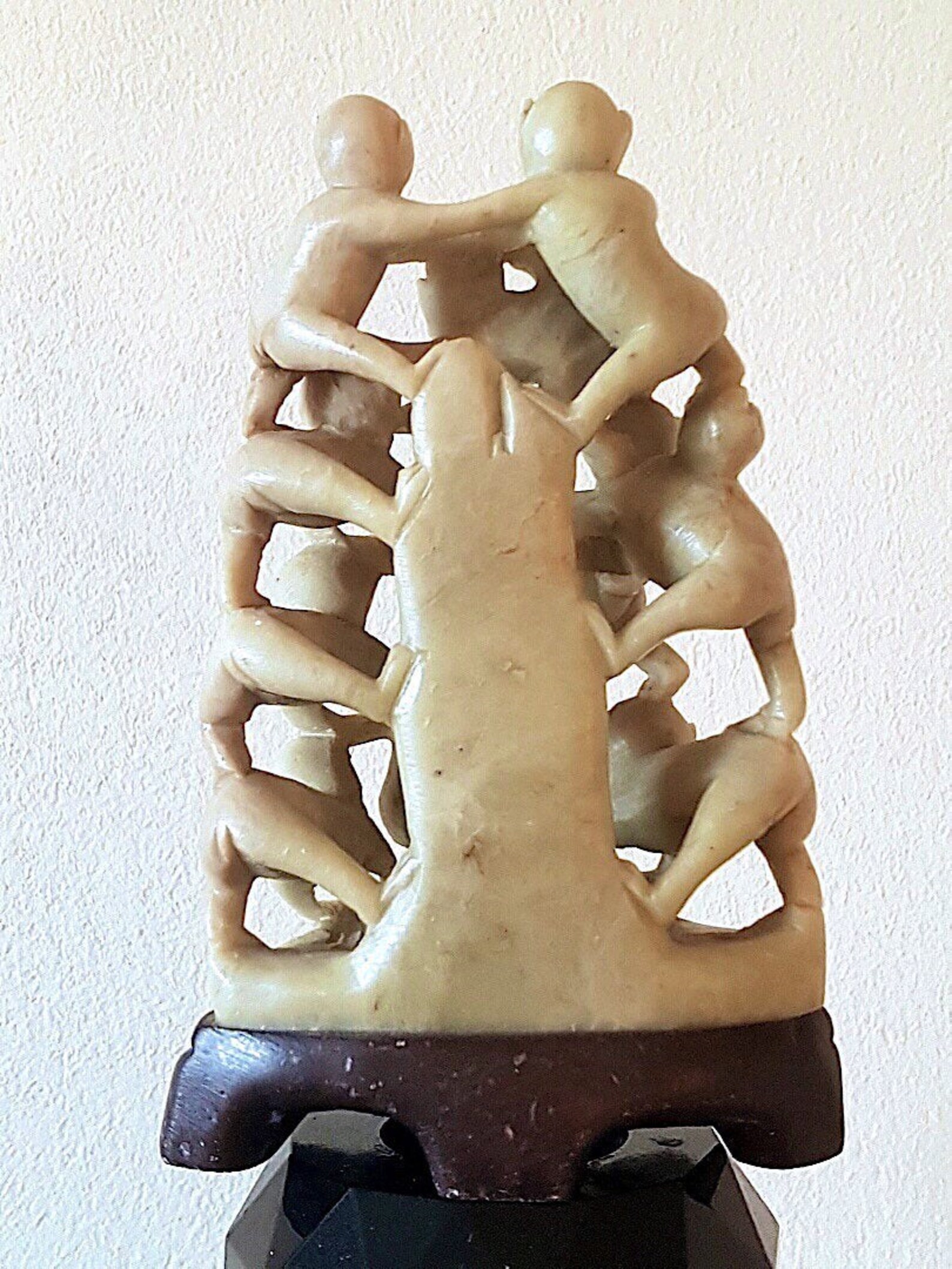 Antique carved soapstone carving of monkeys Etsy