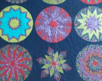 Kaleidoscope Stars quilt 58x58 ,handmade