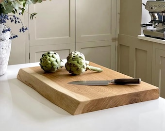 Engraved Live Edge Oak Chopping Board: Handmade in UK