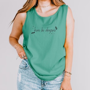 Here be Dragons Tank Top Bookish merch fantasy romantasy bookish book lover booktok merch librariancore reader shirt dragon shirt magic