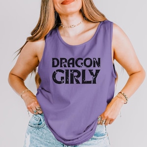 Dragon Girly Dragon Tank Top Bookish merch fantasy romantasy bookish book lover booktok merch librariancore reader shirt dragon shirt magic