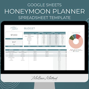 Honeymoon Travel Planner Spreadsheet Template, Wedding Vacation Travel Itinerary, Honeymoon Budget Tracker, Google Sheets Template, Digital