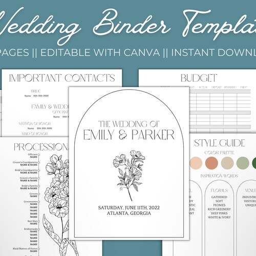 85 Page Wedding Binder Template Day of Binder Printable Etsy