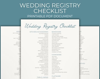 Wedding Registry Checklist, Printable Gift Tracker (Digital Download)