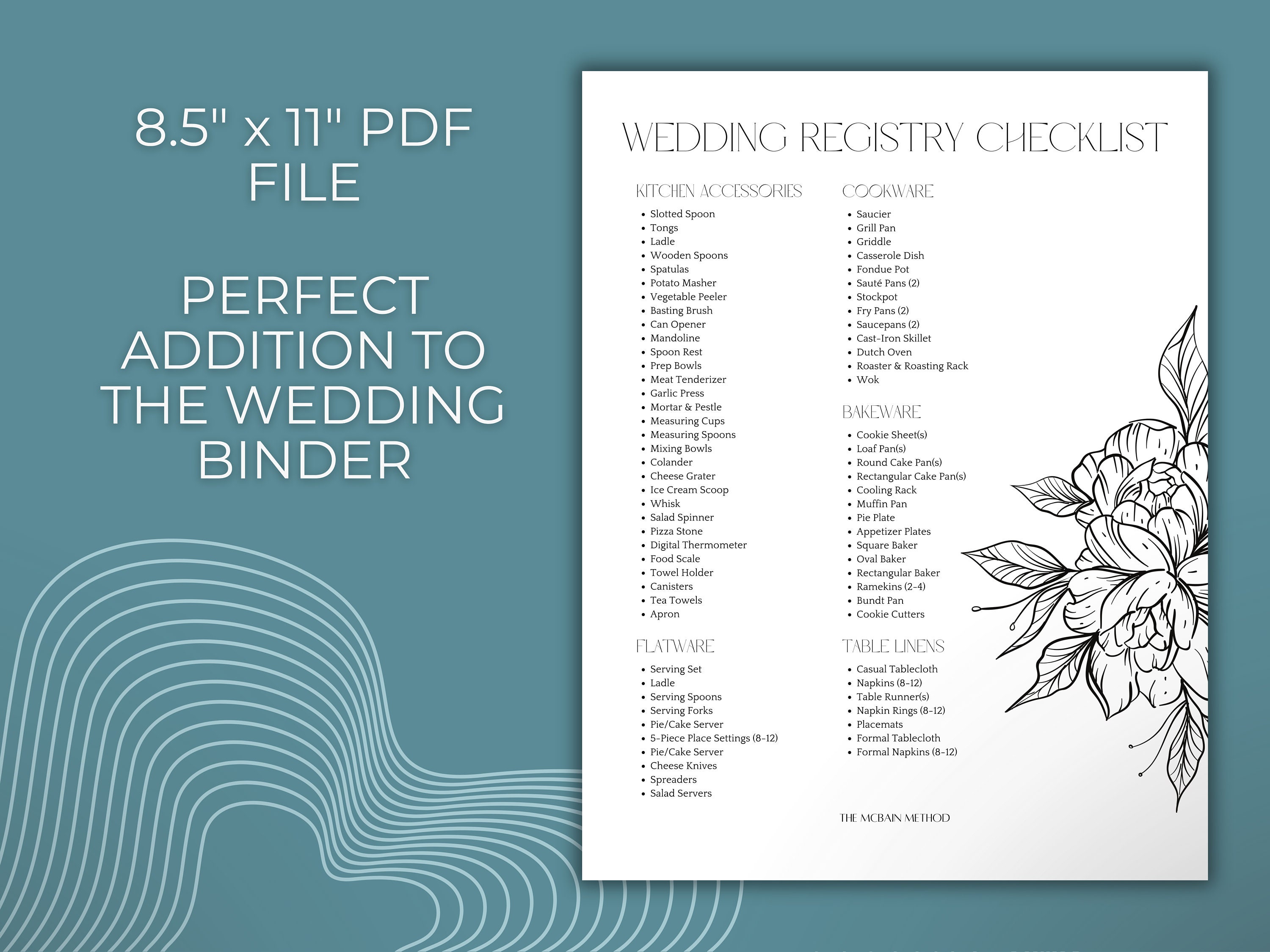 Wedding Registry Checklist, Digital Download Checklist, Printable Wedding Registry, Wedding ...