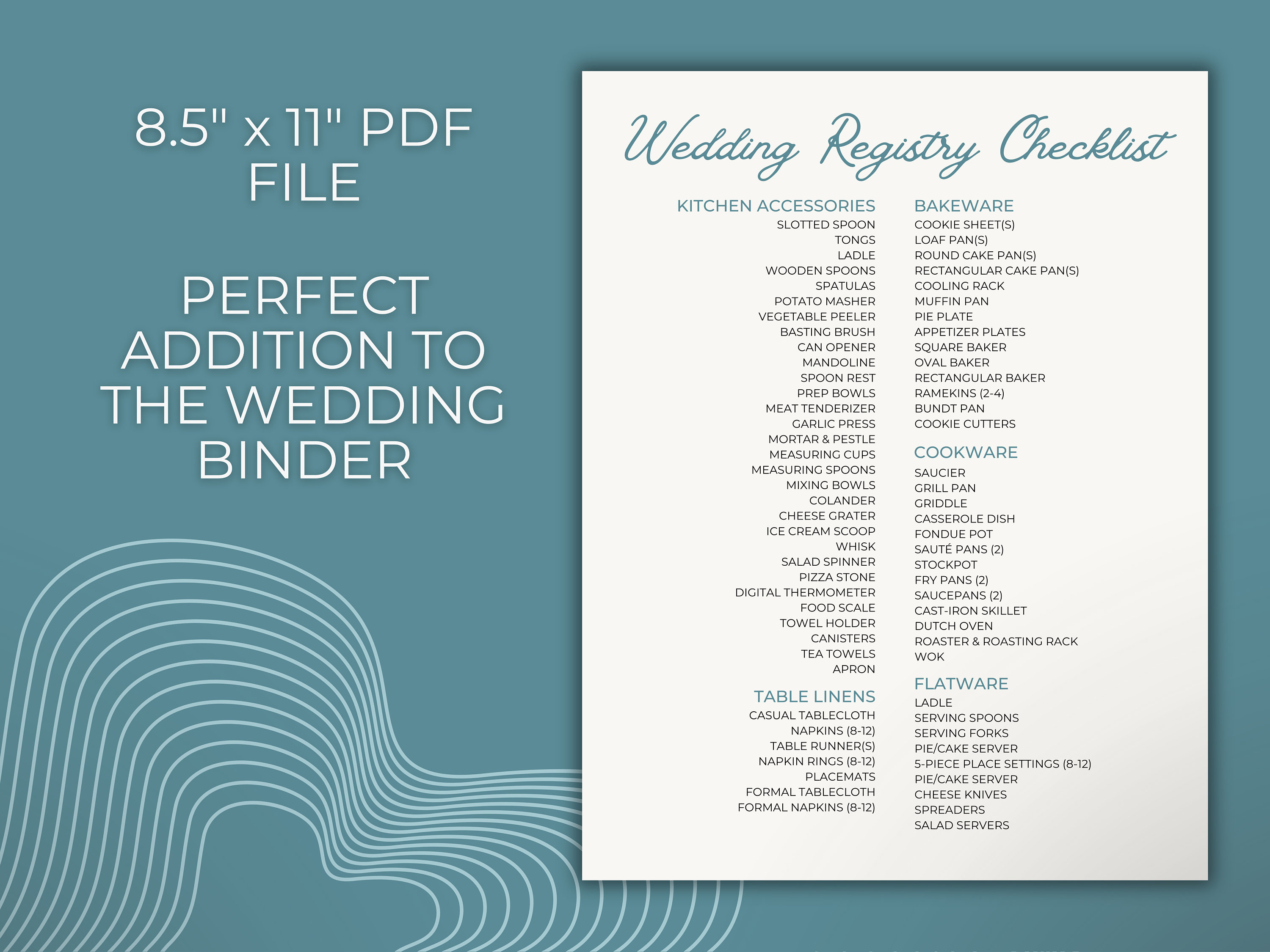 Wedding Registry Checklist, Digital Download Checklist, Printable ...