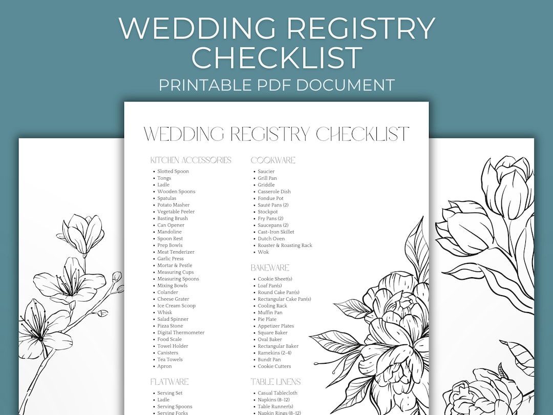 Crystal Wedding Registry Checklist Printable