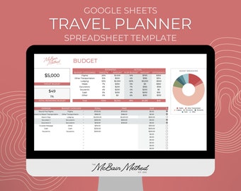 Travel Planner Spreadsheet Template, Vacation Itinerary (Google Sheets) (Digital Download)