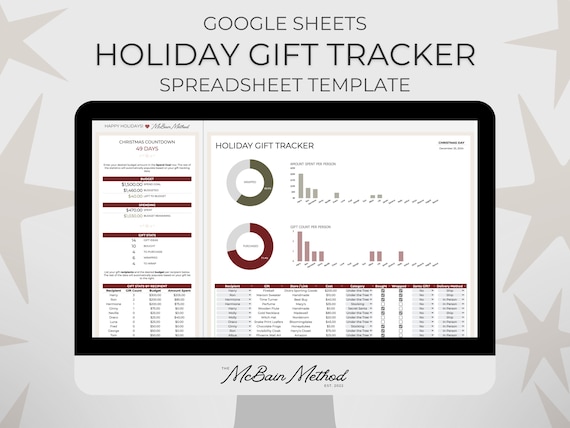 Christmas Gift Tracker, Holiday Shopping List Spreadsheet (Google Sheets)