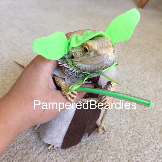 Yoda Costume With Light Saber For Bearded Dragons Reptiles Etsy