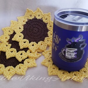 Crochet Sunflower Coasters - Set of 4 or 6