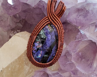 Dichroic Glass Wire Wrapped Pendant