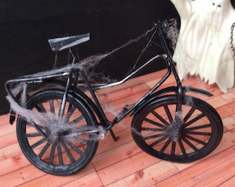 Small Dolls Spooky Black Old Rusty Cobweb Bicycle.....Gothic, Witch, Horror, Halloween