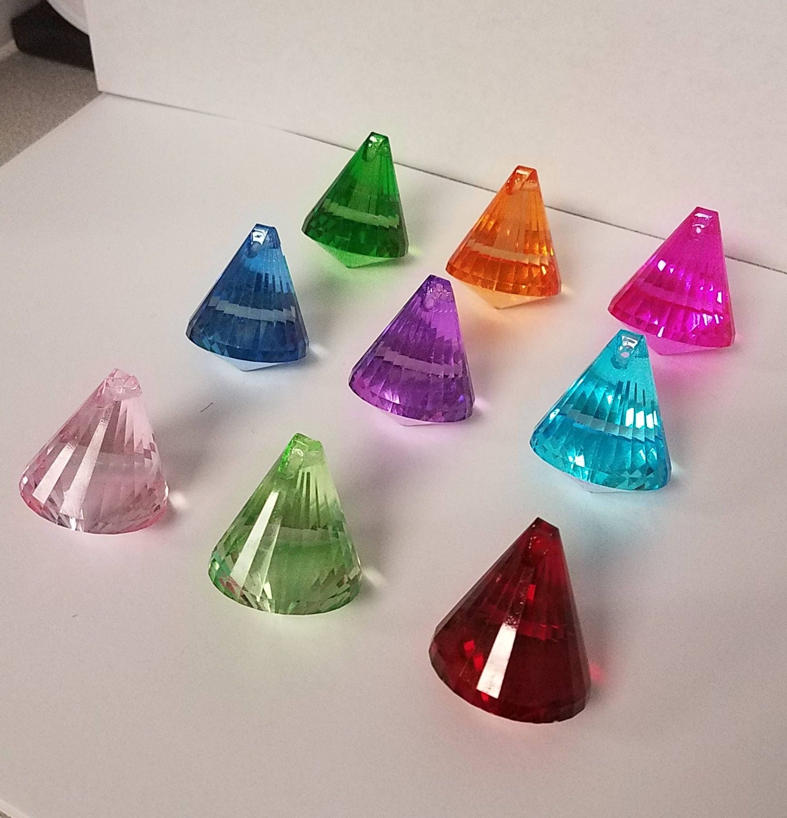 Set of 5 30mm Cone Shaped Crystals Irregular Green Blue Etsy