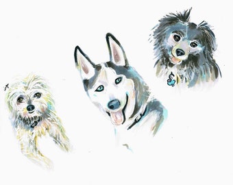 Multi Dog Portret -Aangepaste rendering