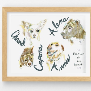 Memorial Multi-Pet Portrait Rendering- Personalized