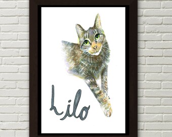 Personalized Memorial Pet Portrait - Gift-from photo-Painted Illustration