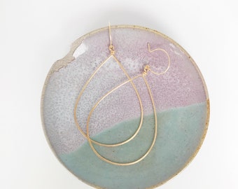 Raindrop (Large) Earrings // 14k gold filled earrings with light hammered finish