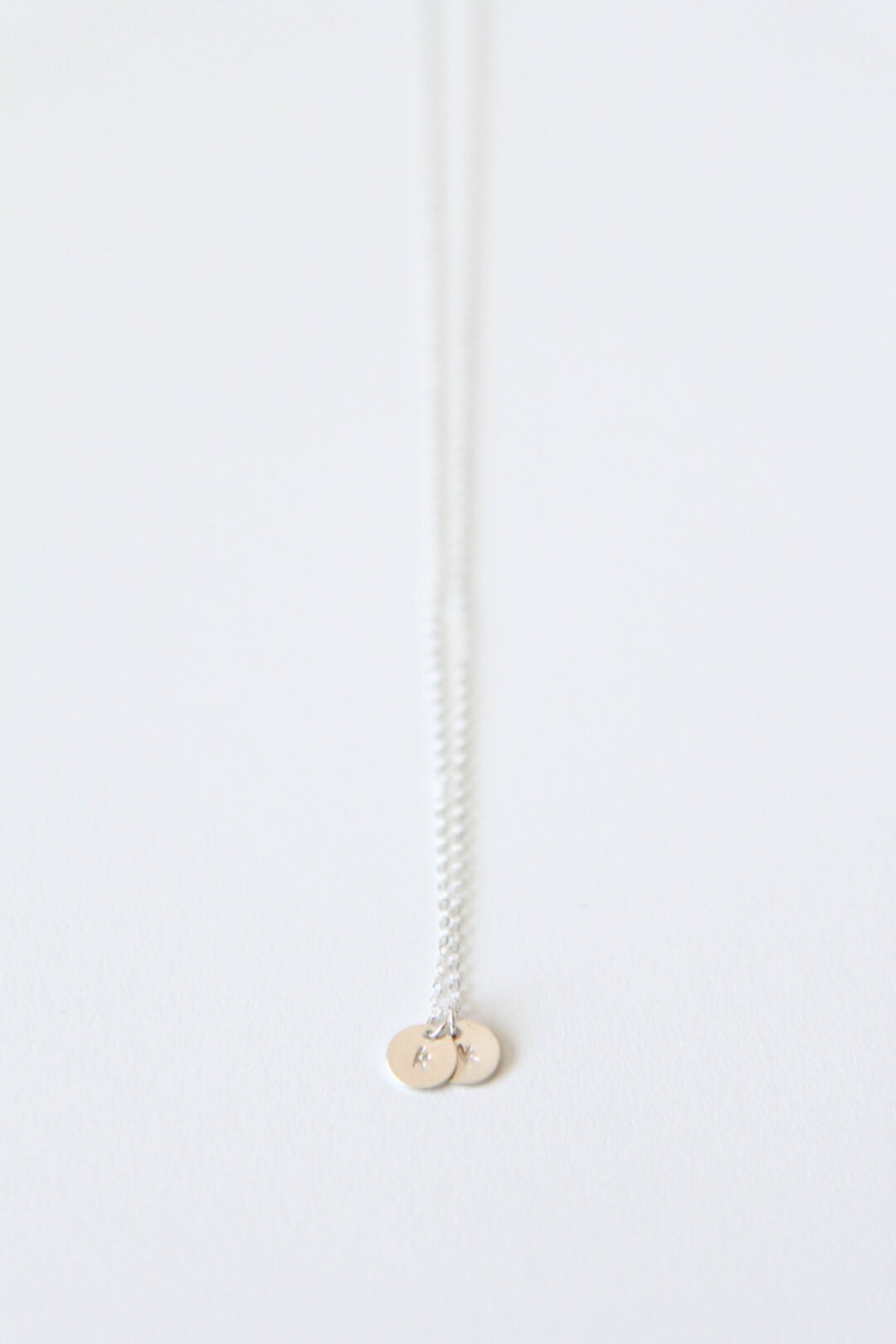 Personalized Double Charm Necklace // Sterling Silver Handstamped