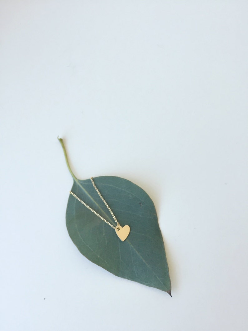 Heart Charm Necklace // 14k gold filled necklace with small heart charm image 2