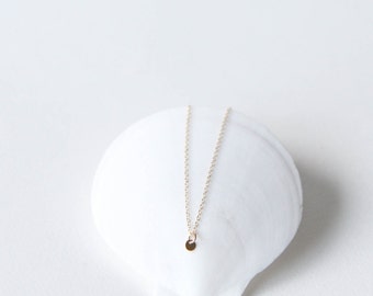 Lil Dot Necklace // 14k gold filled necklace with tiny gold-filled circle charm