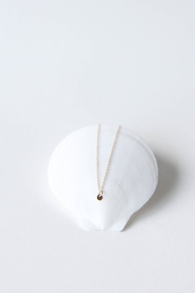 Lil Dot Necklace // 14k gold filled necklace with tiny gold-filled circle charm image 1