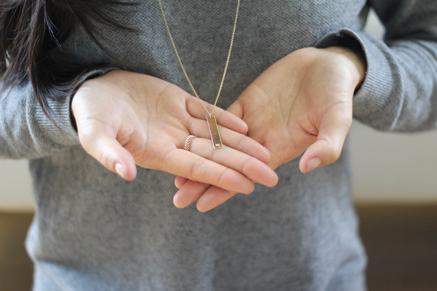 925 SS Yellow Gold Tag Necklace