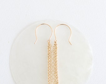 Celestial Earrings // 14k Gold-Filled 3-Chain Earrings
