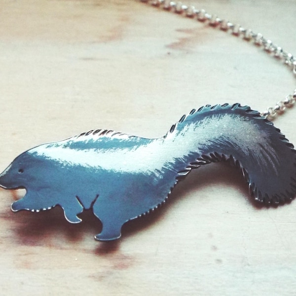 Sterling Silver Striped Skunk Necklace