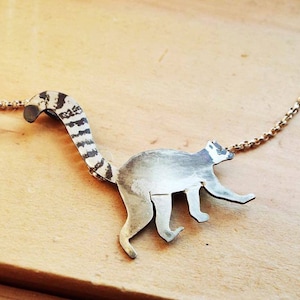 Ring-tailed Lemur Sterling Silver Necklace