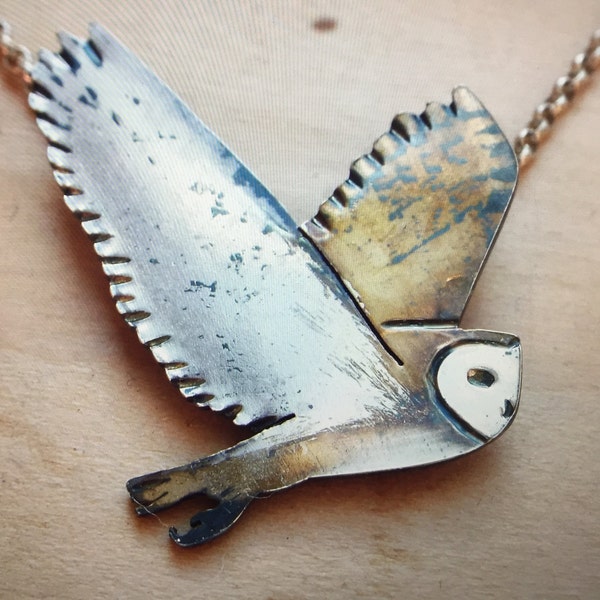 Sterling Silver Barn Owl Necklace
