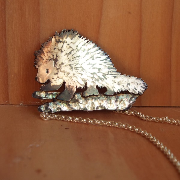 Sterling Silver North American Porcupine Necklace