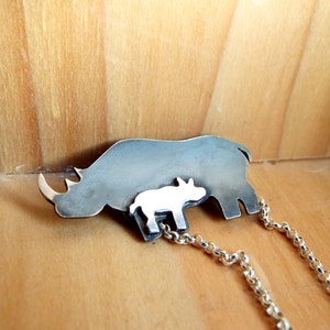 Sterling Silver Rhino Species Survival Plan Necklace