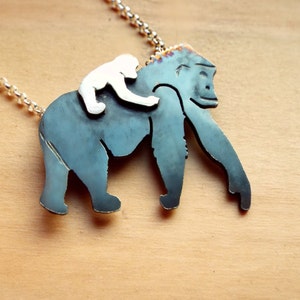 Gorilla Mother and Daughter Necklace