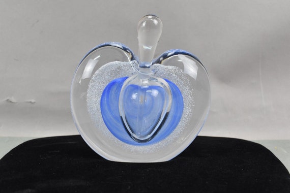Hand Blown Glass Blue Apple Perfume Apple Shape Hand Blown Glass Perfume