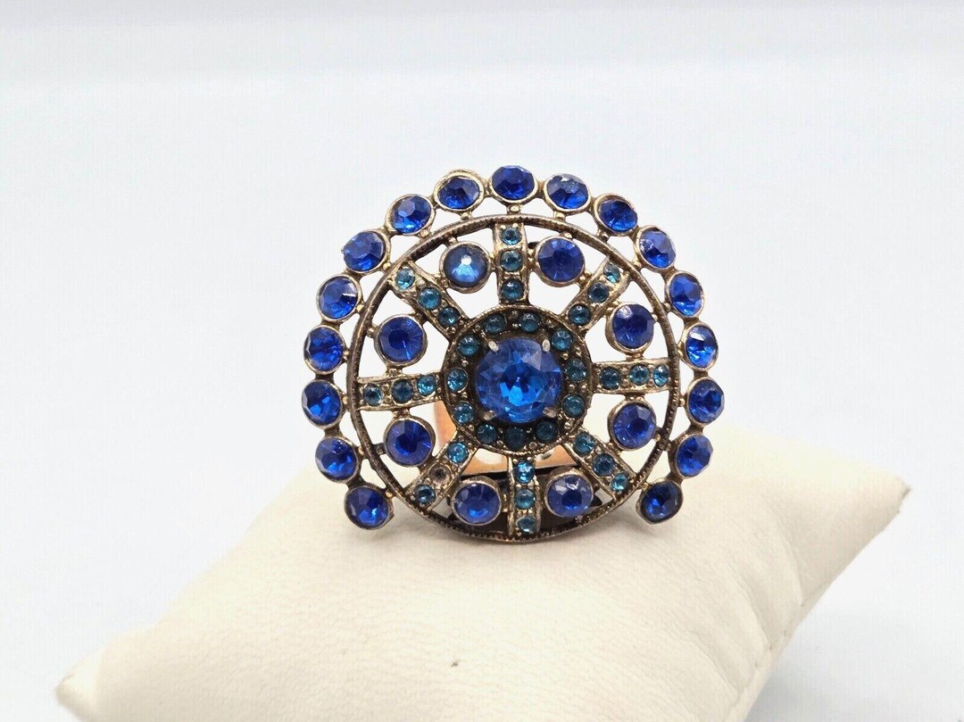 Vintage Art Deco Style Rhinestone Dress Clip Fur Clip Silver Tone 1.75
