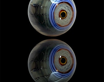 Lampwork Boro Glass Decorative Eye Marble - Gold and Silver Fumed Eyeball Collectible Orb - by Shawn Tucker Glass - 1.5" diameter