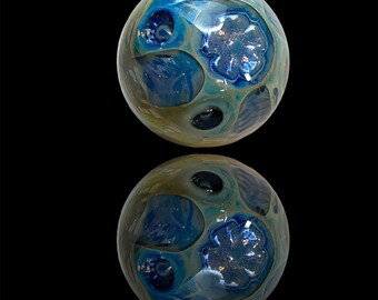 Lampwork Boro Glass Decorative Marble -  Silver Fumed Collectible Orb - by Shawn Tucker - 1.5" diameter