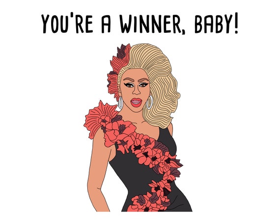 Rupaul S Drag Race You Re A Winner Baby Card Etsy