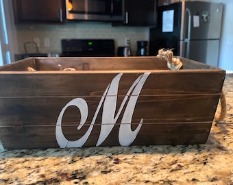 Personalized Wood Centerpiece Box - Rustic Gift Basket - Centerpiece Decor Box - Personalized Monogram Box - Farmhouse Decor - Gift Crate