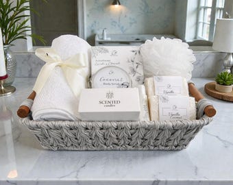 Elegant Vanilla Coconut Spa Gift Basket  – Luxurious Self Care Set for Women