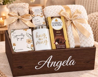 Personalized Self-Care Gift Box for Her, Cozy Thinking of You Care Package