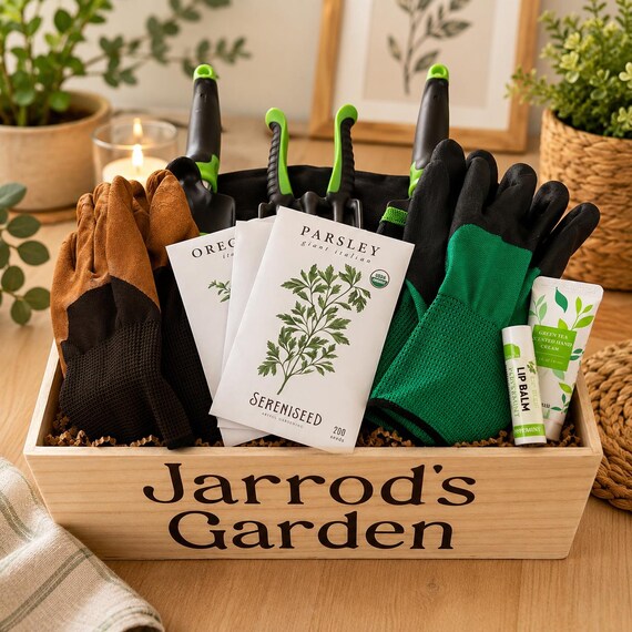 Gardening Starter Box for Beginners | Wood Planter, Basic Tools