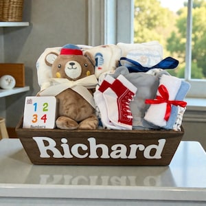 Baby Boy Gift Box: Hand-Painted Personalized Wooden Keepsake Box