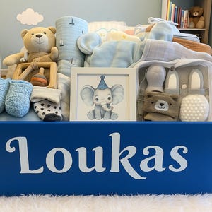 Luxe cadeaumand babyjongen - 20 items