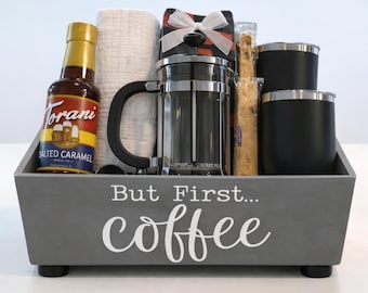 Coffee Lover Housewarming Gift Basket, Coffee Basket, Coffee Storage Box
